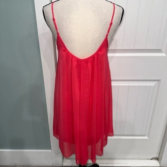 Express Pink Multi Beaded Spaghetti Strap Chiffon V Neck Dress Size S - Picture 7 of 7